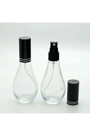 PARFÜM ŞİŞESİ 70 ML (2 ADET) BOŞ AMPUL ŞİŞE SİYAH KAPAK PLASTİK VALF