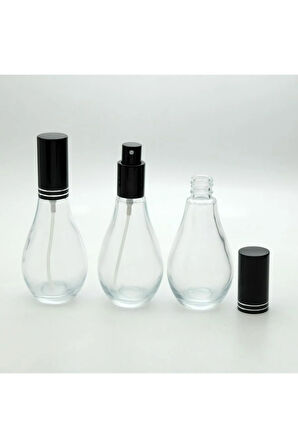 PARFÜM ŞİŞESİ 70 ML (2 ADET) BOŞ AMPUL ŞİŞE SİYAH METAL VALF VE KAPAK