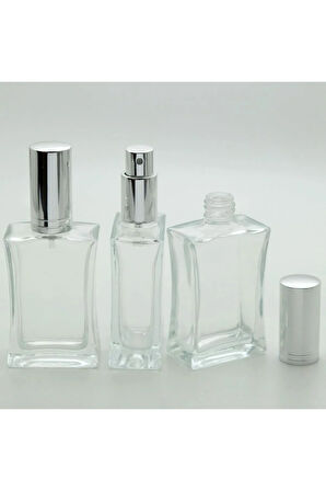PARFÜM ŞİŞESİ 50 ML (5 ADET) GRİ KAPAK METAL VALF İÇBÜKEY BOŞ ŞİŞE