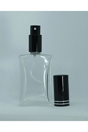 PARFÜM ŞİŞESİ 50 ML (10 ADET) SİYAH KAPAK METAL VALF İÇBÜKEY BOŞ ŞİŞE