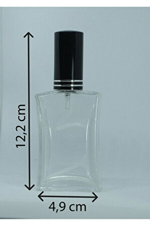 PARFÜM ŞİŞESİ 50 ML (5 ADET) SİYAH KAPAK METAL VALF İÇBÜKEY BOŞ ŞİŞE