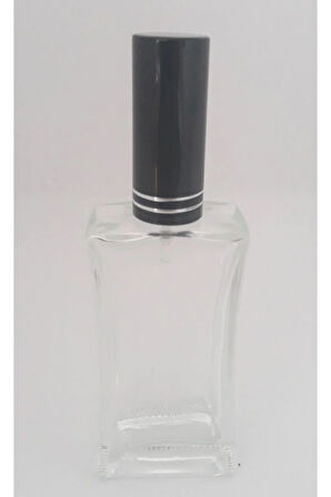 PARFÜM ŞİŞESİ 50 ML (10 ADET) SİYAH KAPAK PLASTİK VALF İÇBÜKEY BOŞ ŞİŞE