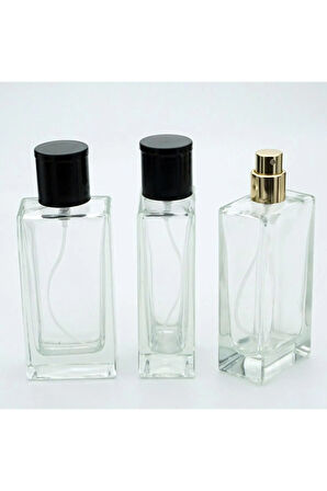 PARFÜM ŞİŞESİ 50 ML 10 ADET ŞEFFAF DİKDÖRTGEN KOLAY KAPAMA MODEL