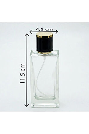 PARFÜM ŞİŞESİ 50 ML 10 ADET ŞEFFAF DİKDÖRTGEN KOLAY KAPAMA MODEL