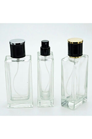PARFÜM ŞİŞESİ 50 ML 10 ADET ŞEFFAF DİKDÖRTGEN KOLAY KAPAMA MODEL