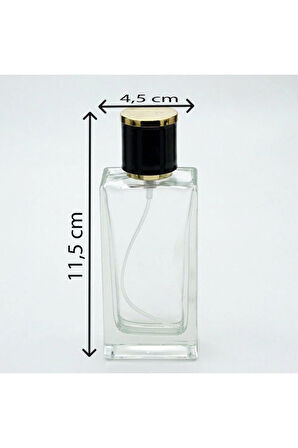 Parfüm Şişesi 50 ml 10 Adet Şeffaf Dikdörtgen (SPREYİ APARAT ILE KAPATILAN-KOLAY KAPAMA) Model