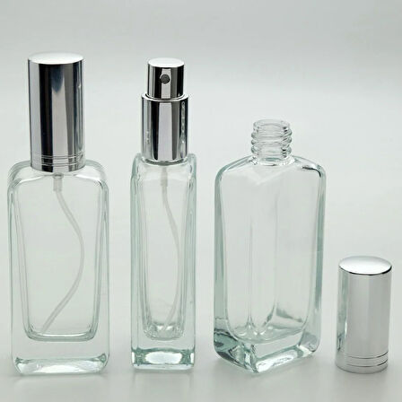 BOŞ PARFÜM ŞİŞESİ 50 ML (3 ADET) IPHONE (TEKRAR DOLDURULABİLİR ÇEVİRMELİ SPREY) METAL VALF VE KAPAK BOŞ ŞİŞE