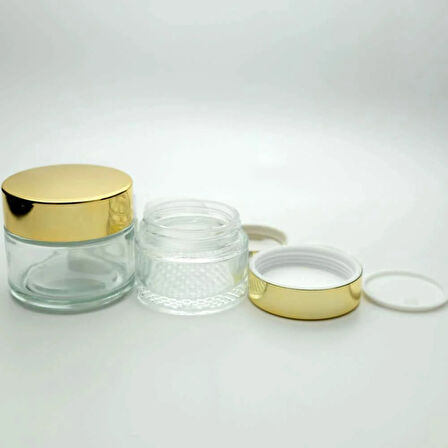 KREM KAVANOZU 100 ML (10 ADET) BOŞ ŞEFFAF SARI KAPAKLI KUTU