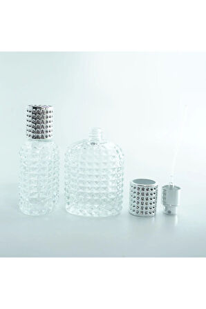 PARFÜM ŞİŞESİ OVAL NOKTALI KRİSTAL (20 ADET)(TEKRAR DOLDURULABİLİR )BOŞ ŞİŞE