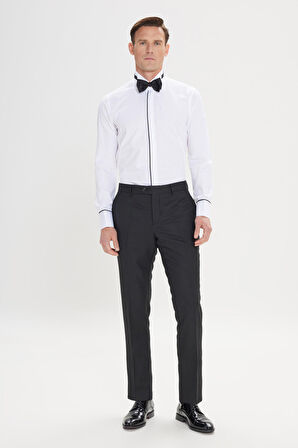 Erkek Beyaz Slim Fit Dar Kesim %100 Pamuk Ata Yaka Gömlek