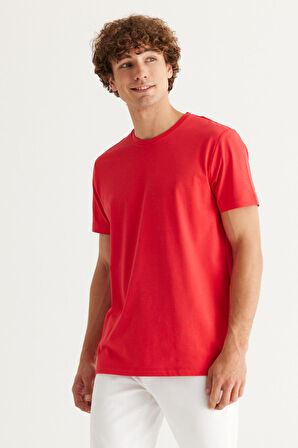 Altınyıldız Classics Bisiklet Yaka Nar Çiçeği Erkek T-Shirt 4A4823200088