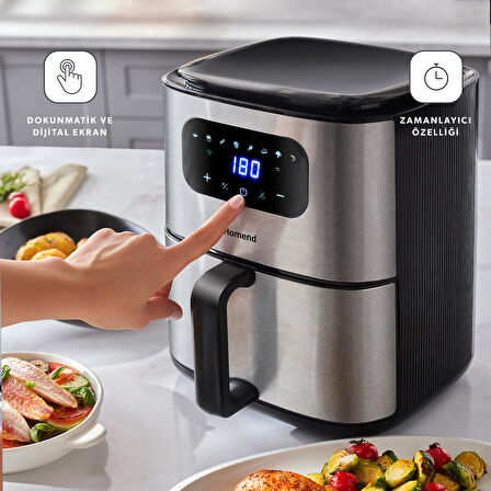 Homend Airfrday 2503H 8 Farklı Program Dokunmatik Ekran 4,2 Litre Smart Airfryer (Wi-Fi ile Kontrol)