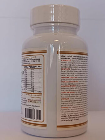 Kişniş Kapsül (CORİANDER CAPSULE) 60 Adet