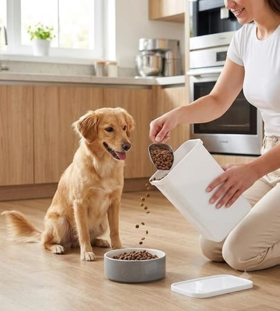 3 Litre Evcil Hayvan Mama Saklama Kabı Köpek Kedi Maması Saklama Kutusu Vakumlu Kapak + Mama Küreği Hediye