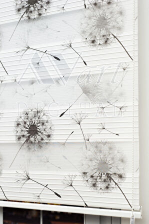 Karahindiba Uçan Tüyler Baskılı Zebra Perde - Dandelion - Dijital Baskılı Zebra Stor Perde