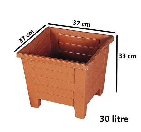 Omnipazar SY-5848 Dekoratif Plastik Kare Ayaklı Saksı 30 lt Kiremit 6 Adet