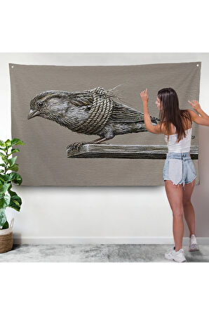 Özgürlük Duvar Örtüsü - Kanatları Bağlı Kuş-7203