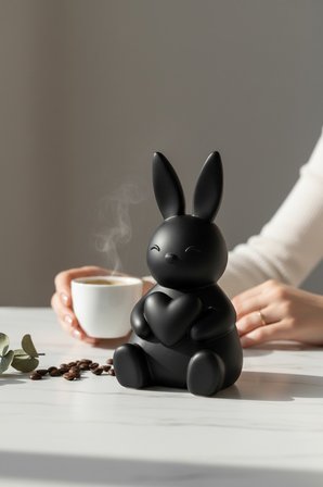 Kalp Tavşan Figürlü Dekoratif Biblo