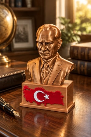 Atatürk ve Türkiye Figürlü Dekoratif Biblo - 15cm