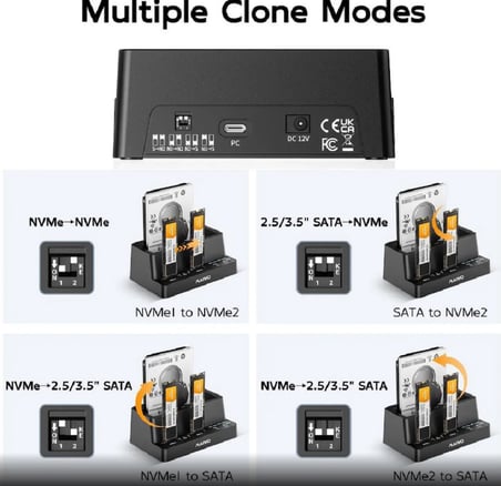 K310CL M.2 NVME SSD/SATA HDD CLONER