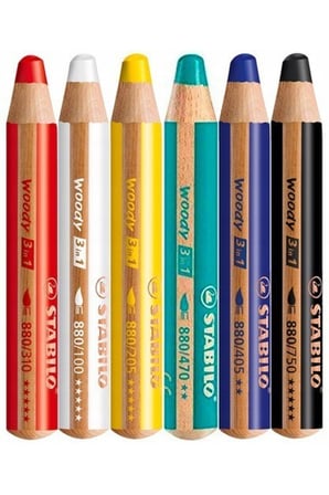 Stabilo Woody 3İn1 Arty Kuru Boya Kalemi 6 Renk + Kalemtıraş 8806-1-20