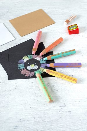 Stabilo Woody 3İn1 Pastel Kuru Boya Kalemi 6 Ren + Kalemtıraş 8806-3
