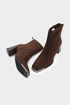 Topuklu Arkadan Fermuarlı Kadın Bot