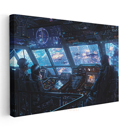 Uzay Gemisi - Kontrol Paneli Anime Kanvas Tablo