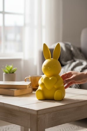 Kalp Tavşan Figürlü Dekoratif Biblo
