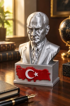 Atatürk ve Türkiye Figürlü Dekoratif Biblo - 15cm