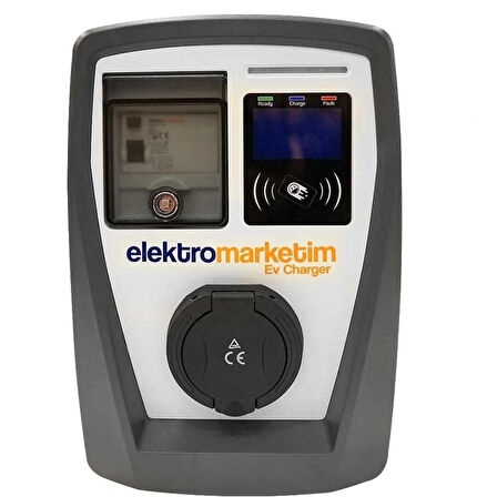 Elektromarketim 22kW 3 Faz 32A Tip 2 Soketli Elektrikli Araç Şarj İstasyonu Duvar Tipi