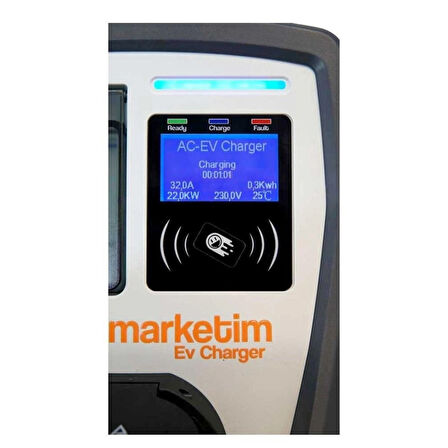 Elektromarketim 22kW 3 Faz 32A Tip 2 Soketli Elektrikli Araç Şarj İstasyonu Duvar Tipi