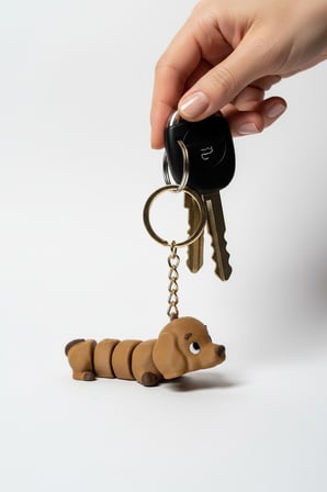 Sevimli Köpek Figürlü Hareketli Anahtarlık