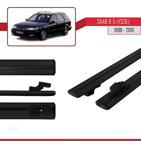 Saab 9-5 (YS3E) SW 1998-2010 Arası ile Uyumlu BASIC Model Ara Atkı Tavan Barı Siyah 2 Adet