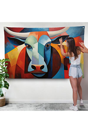 Soyut Boğa Duvar Örtüsü-7209