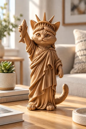 Özgürlüğün Kedisi Figürlü Dekoratif Biblo - Büyük Boy - 22cm