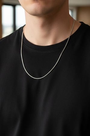 Erkek İnce Çelik Zincir Kolye Gümüş Renk 55 cm 1 mm Kararmaz Minimal Tasarım