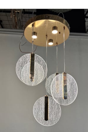 Modern Gold Detaylı Dokulu Akrilik 5'lü LED Sarkıt Avize