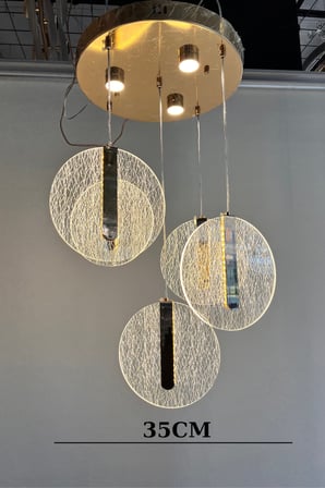 Modern Gold Detaylı Dokulu Akrilik 5'lü LED Sarkıt Avize