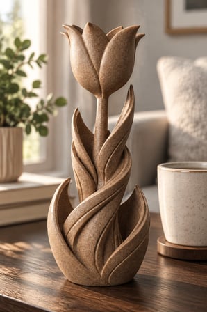 Spiral Lale Çiçeği Figürlü Dekoratif Biblo