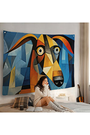 Pablo Picasso Tarzında Soyut Köpek Duvar Örtüsü-7212
