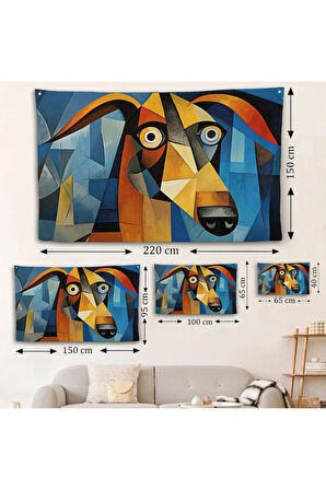 Pablo Picasso Tarzında Soyut Köpek Duvar Örtüsü-7212