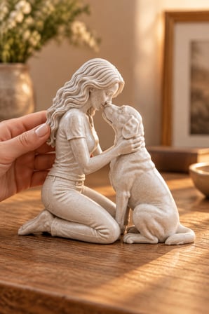 Ayrılmaz ikili – Kadın ve Köpeği Figürlü Dekoratif Biblo