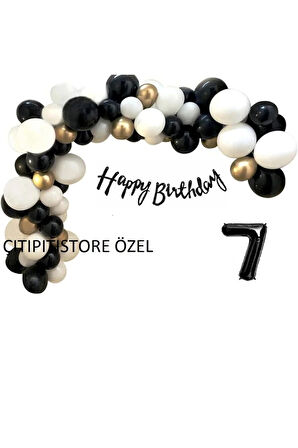 Siyah Beyaz Gold Balon Zincir Seti