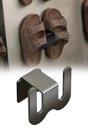 TİNEKE Metal Yapışkanlı Terlik Askısı WC Kapısı Banyo Kapı Arkası Ayakkabı Tutucu Rafı 8,5 cm