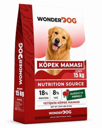 WonderDog Kuzu Etli ve Pirinçli Yetişkin Köpek Maması 15 kg