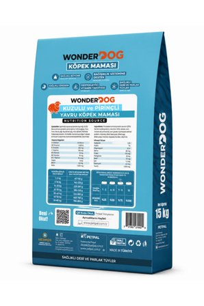 WonderDog Kuzu Etli ve Pirinçli Yavru Köpek Maması 15 kg