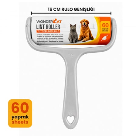 wondercat tüy toplayıcı roller + 3 yedek rulo 60 yaprak 16 cm