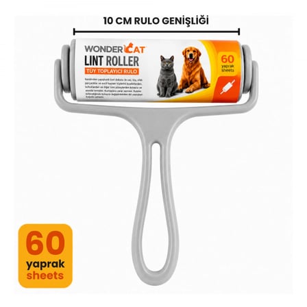 WonderCat Tüy Toplayıcı Roller + 2 Yedek Rulo 60 Yaprak 10 cm