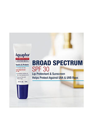 Aquaphor Lip Protectant + Sunscreen Broad Spectrum (Dudak Onarımı + Dudak Balsamı Güneş Koruyucu UVA/UVB) SPF 30 - 10 ml
